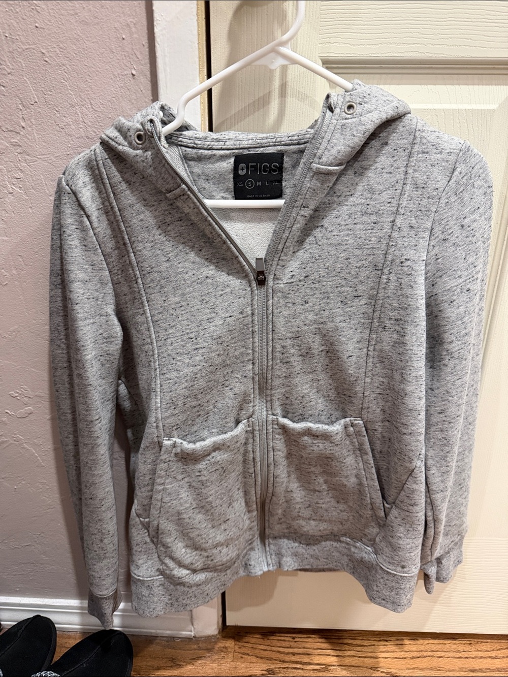 FIGS Kids' Light Heather Gray Zip Hoodie